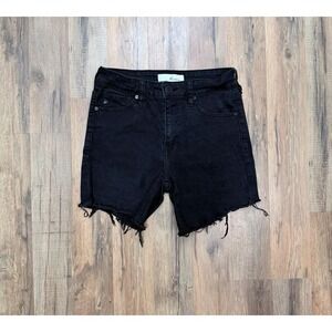 KanCan Black High Rise Frayed Hem Jean Shorts Women's 5/26‎